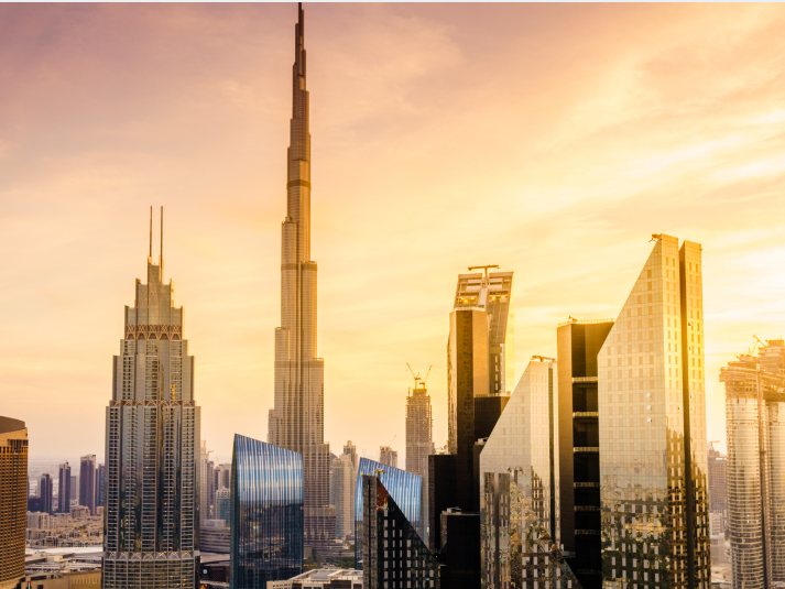 Dubai skyline at sunset, home of Manelith Global's base